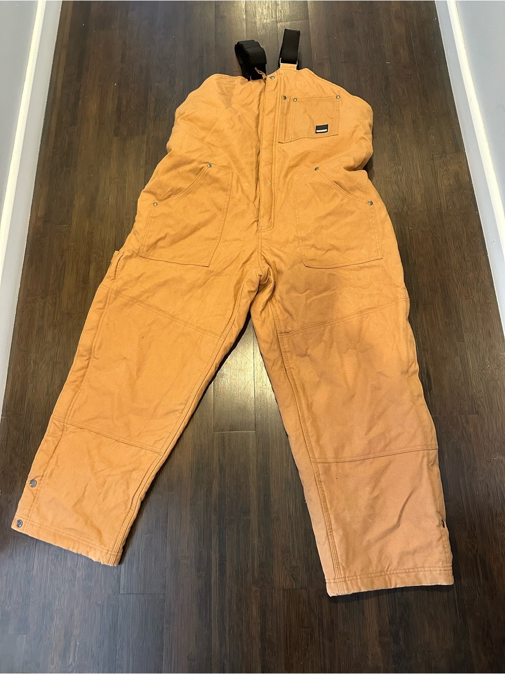 Craftsman quilted Insulated Carhartt-Style Tan Work Bib Overalls.
